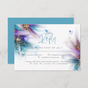 RSVP MEAL CHOICE   Teal Purple Abstract Floral