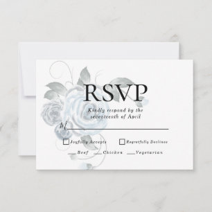 RSVP Menu Choices Watercolor Dusty Blue Floral