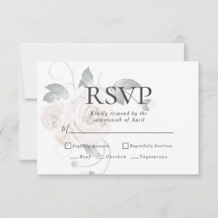 RSVP   Menu Choices Watercolor Dusty  Blush Roses