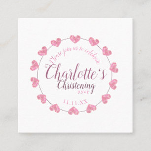 RSVP mini pink & white christening daughter Square Business Card