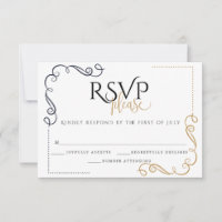 RSVP | Modern Black and Gold Minimal
