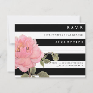 RSVP MODERN Chic Wide Stripes Pink Peony Flower Card