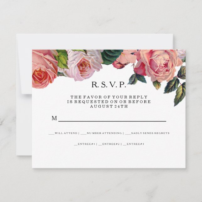 RSVP MODERN Chic Wide Stripes w Vintage Roses (Front)
