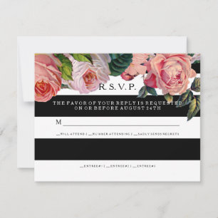RSVP MODERN Chic Wide Stripes w Vintage Roses