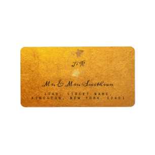 RSVP Monogram Black Gold Kraft Wreath Flowers Label