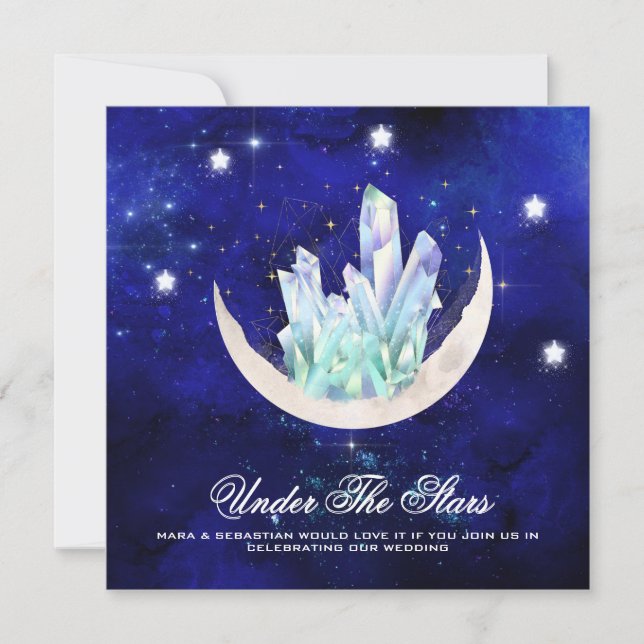 *~* RSVP MOON STARS CRYSTAL Website  AR14 Wedding Invitation (Front)