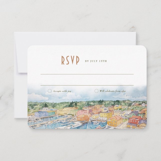 RSVP Newport Harbour Wedding Insert Destination Invitation (Front)