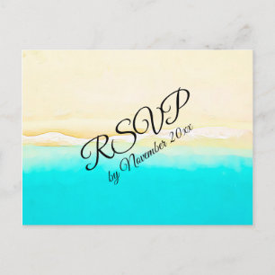RSVP Ocean Shore Beach Themed Wedding Postcard