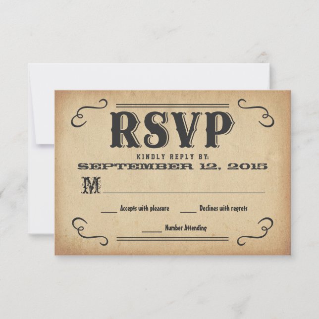 RSVP Old West Rustic Wedding Reply (Front)