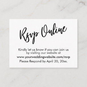RSVP Online Casual Modern Black White Typography Enclosure Card