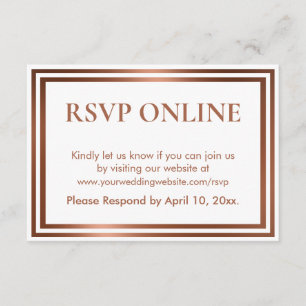 RSVP Online Simple Elegant Copper on White Enclosure Card