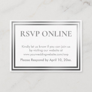 RSVP Online Simple Elegant Silver and White Enclosure Card