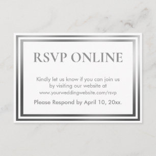 RSVP Online Simple Elegant Silver Tone and White Enclosure Card
