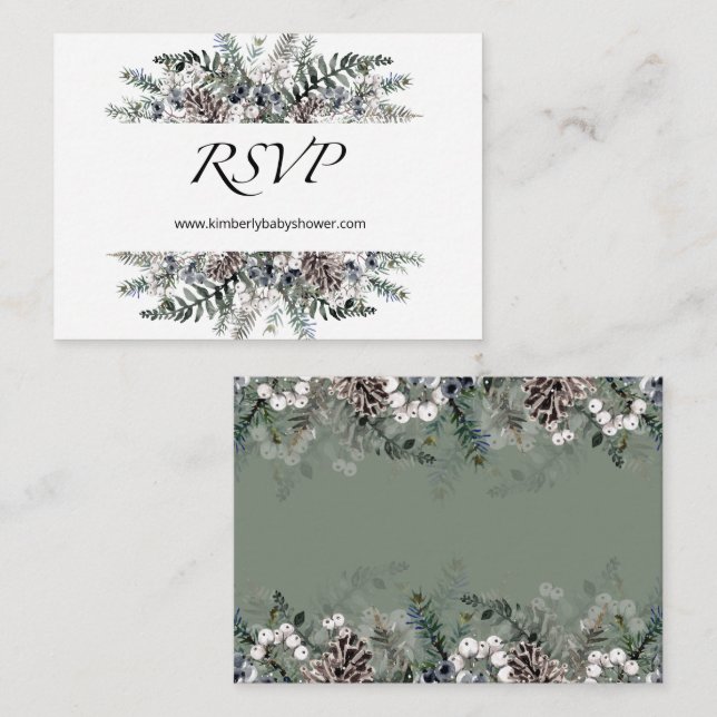 RSVP Online Winter Baby Shower Enclosure Card (Front/Back)