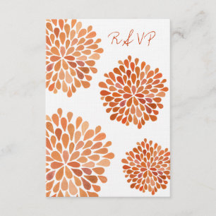 RSVP Orange Autumn Floral Blooms Wedding Card