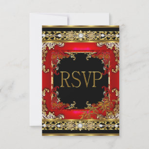 RSVP Party Ornate Red Asian Gold Bamboo Image