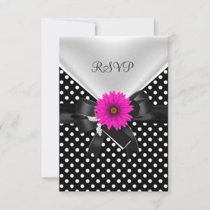 RSVP Party Spot Polka Dot Black White Pink Card