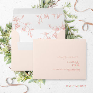 RSVP Peach Elegant Modern and Formal, Floral Envelope