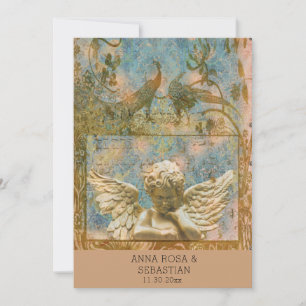 *~ RSVP Peacock Vintage Victorian QR AR24 Wedding Invitation