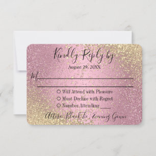 RSVP - Pink and Gold Glitter    Card