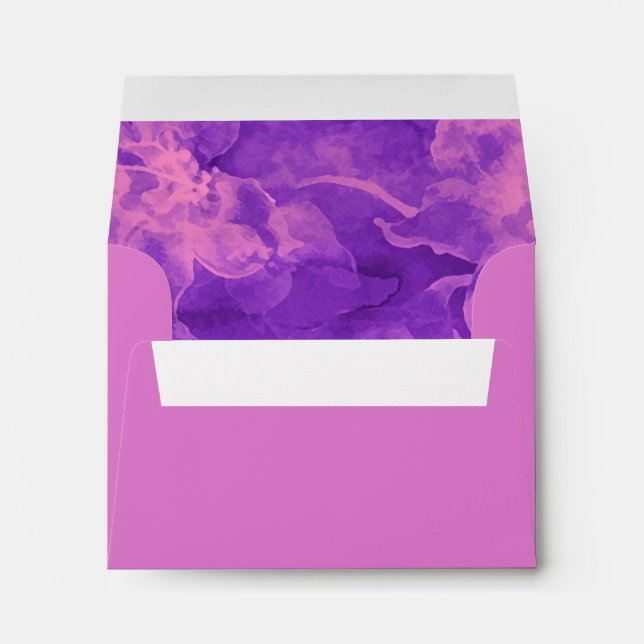 RSVP Pink and Purple Watercolor Flowers Envelope (Back (Bottom))