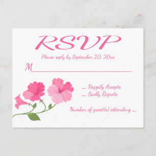 RSVP Pink Fuchsia Flowers Floral Wedding / Party Invitation Postcard