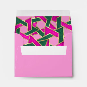 RSVP Pink Green Star of David Gold Envelope