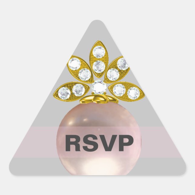 RSVP Pink pearl grey bg Triangle Sticker (Front)