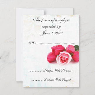 RSVP pink roses wedding invites