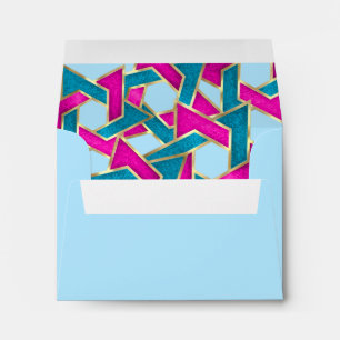 RSVP Pink Turquoise Blue Star of David Gold Envelope