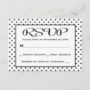 RSVP Polka Dot Black And White Wedding / Party Card