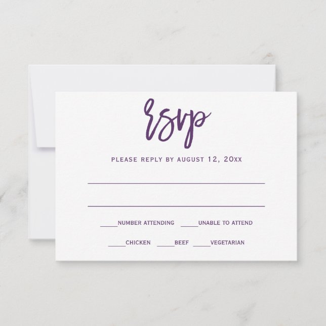 RSVP Postcard | Brush Calligraphy - Plum / Purple (Front)