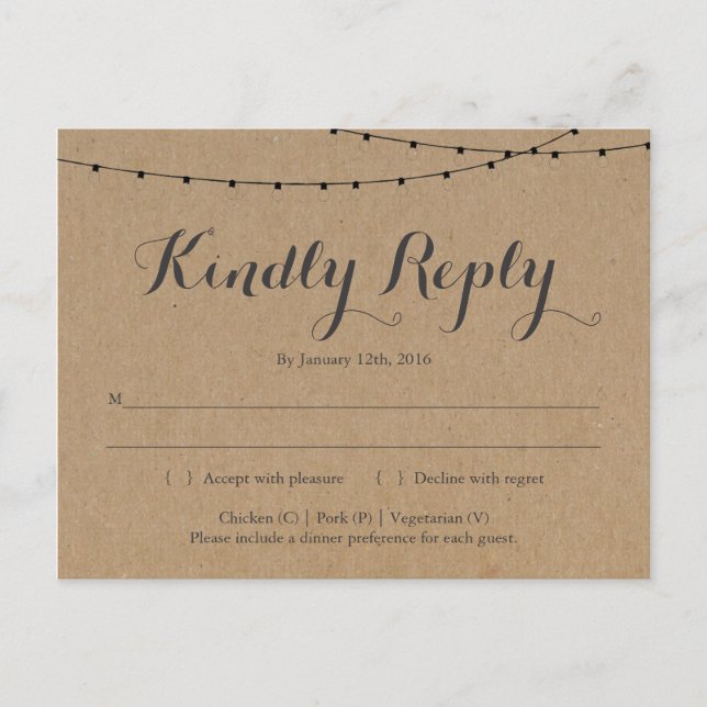 RSVP Postcard | Rustic Kraft (Front)