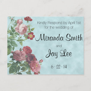 RSVP Postcard   Vintage Rose Wedding