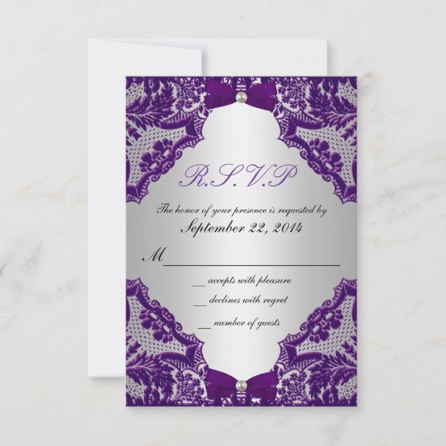 RSVP Purple and Silver Wedding Invitation (Front)