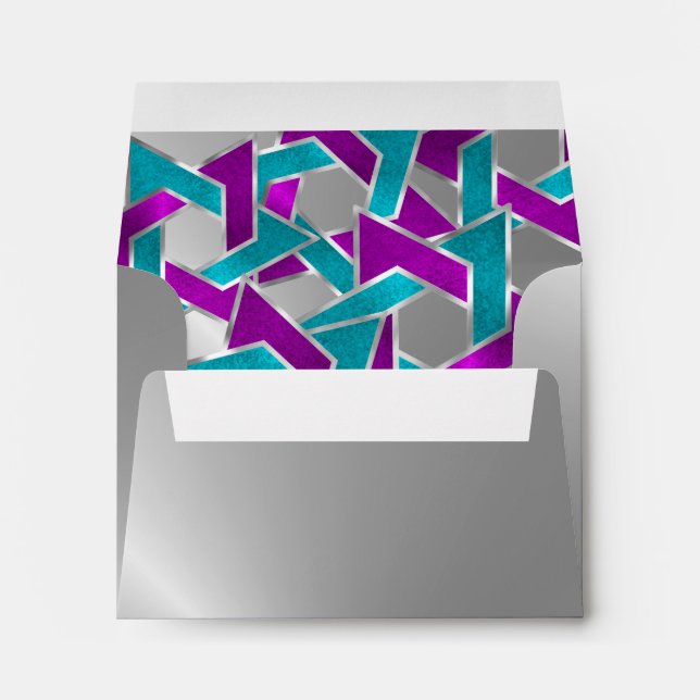 RSVP Purple Turquoise Star David Silver Envelopes (Back (Bottom))