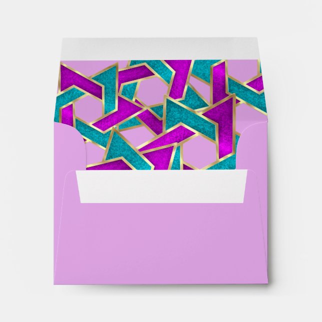 RSVP Purple Turquoise Star of David Gold Envelope (Back (Bottom))
