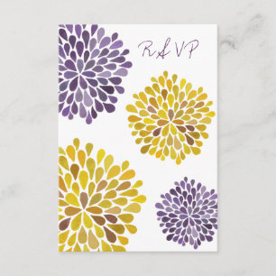 RSVP Purple Yellow Floral Blooms Wedding Card