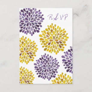 RSVP Purple Yellow Flower Blossoms Wedding Card