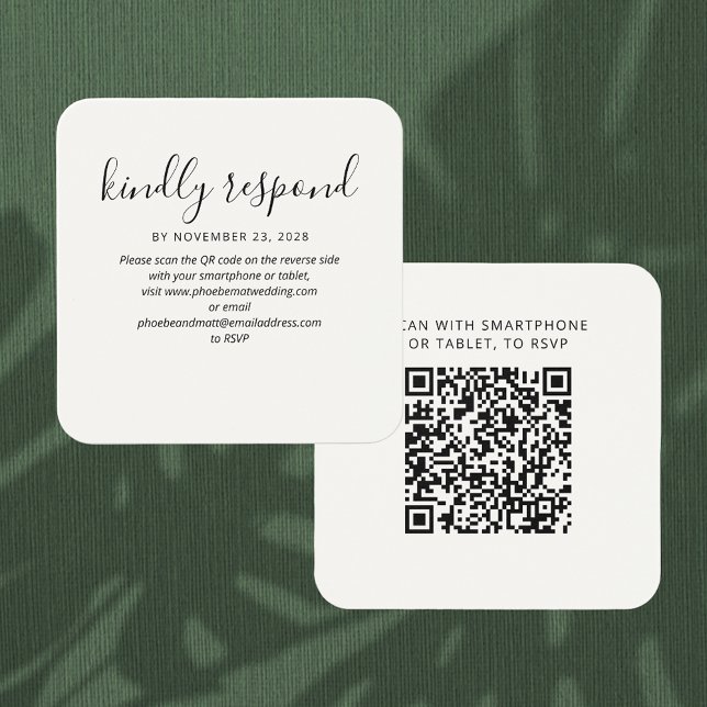 RSVP QR Code Wedding Website Enclosure Card (Wedding RSVP QR Code Enclosure Rounded Corner Card)