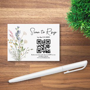 rsvp qr code wildflowers botanical wedding  enclosure card