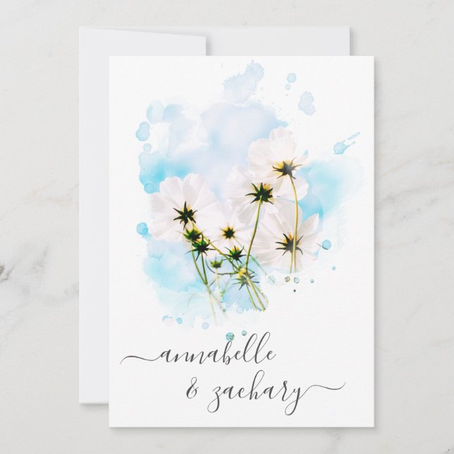 *~* RSVP - QR SKY Pink Flowers FLORAL AR15 Wedding Invitation (Front)