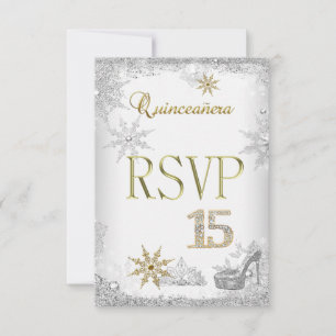 RSVP Quinceanera 15 Silver White Gold Elite Card