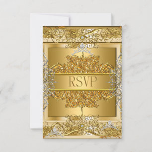 RSVP Quinceañera 15th Birthday Gold Card