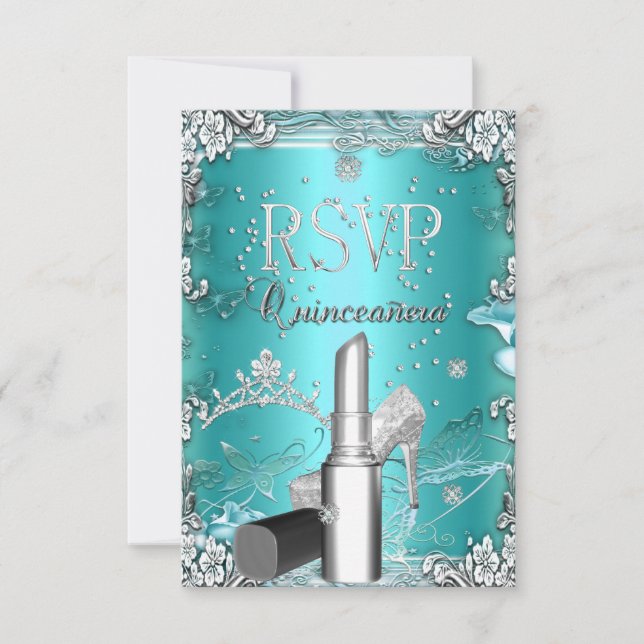 RSVP Quinceanera Party Teal Tiara Lipstick Shoe (Front)