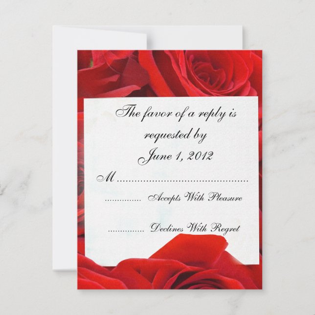 RSVP red roses wedding invites (Front)