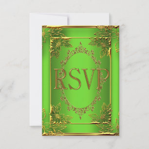RSVP Reply Birthday Party Lime Gold