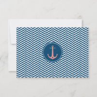 RSVP REPLY CARD monogram modern nautical anchor