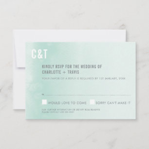 RSVP REPLY CARD :: ombre watercolor pastel mint