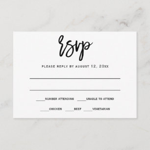 RSVP / Reply Postcard Brush Calligraphy (Black)